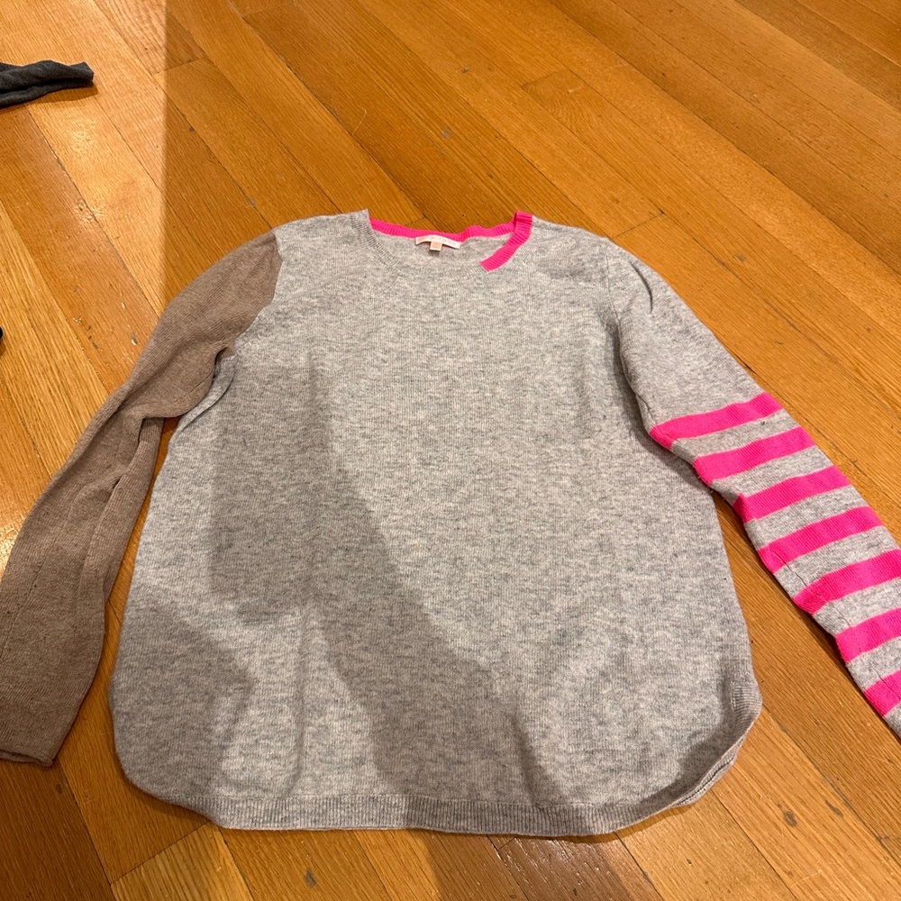 Lisa Todd Gray Sweater with Pink Stripes